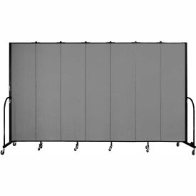 7 Panel Portable Room Divider, 7'4"H x 13'1"W, Fabric Color: Stone