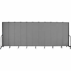 11 Panel Portable Room Divider, 7'4"H x 20'5"W, Fabric Color: Stone