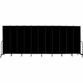 11 Panel Portable Room Divider, 7'4"H x 20'5"W, Fabric Color: Charcoal Black