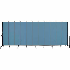 11 Panel Portable Room Divider, 7'4"H x 20'5"W, Fabric Color: Summer Blue