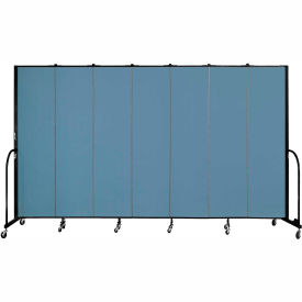 7 Panel Portable Room Divider, 7'4"H x 13'1"W, Fabric Color: Summer Blue