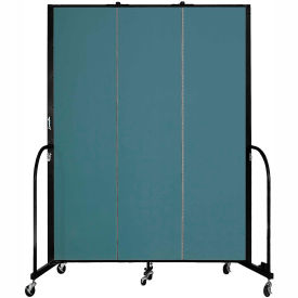 3 Panel Portable Room Divider, 7'4"H x 5'9"W, Fabric Color: Lake