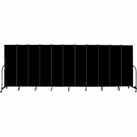 11 Panel Portable Room Divider, 6'8"H x 20'5"W, Fabric Color: Charcoal Black