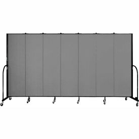 7 Panel Portable Room Divider, 6'8"H x 13'1"W, Fabric Color: Stone
