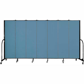 7 Panel Portable Room Divider, 6'8"H x 13'1"W, Fabric Color: Summer Blue