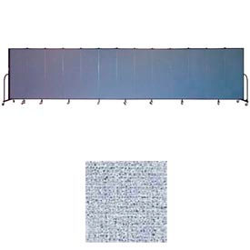 11 Panel Portable Room Divider, 6'H x 20'5"W, Vinyl Color: Blue Tide