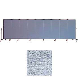 9 Panel Portable Room Divider, 5'H x 16'9"W, Vinyl Color: Blue Tide