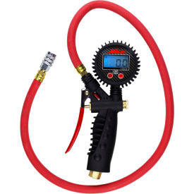 Pro Digital Pistol Grip Inflator Gauge with Kwik Grip Safety Chuck, 255 PSI, 36" Hose