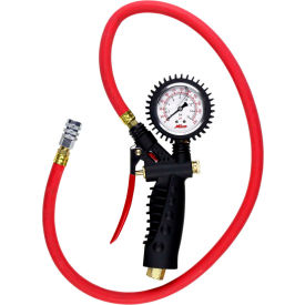 Analog Pistol Grip Inflator Gauge with Safety Chuck, 230 PSI, 36" Hose