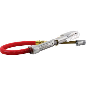 Milton Straight Foot Dual Head Chuck Inflator Gauge, 10 to 160 PSI, 15" Hose