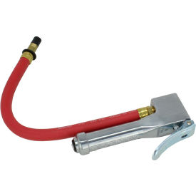 Straight Head Chuck Bayonet Style Inflator Gauge, 10 to 120 PSI, 12" Hose