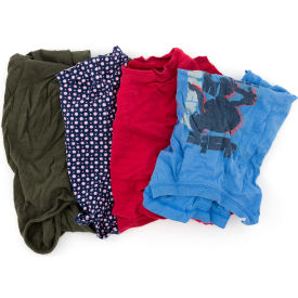 Reclaimed T-Shirt Knit Rags, Assorted Colors, 50 Lbs.