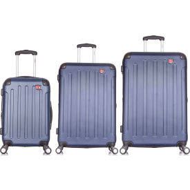 3-Piece Smart Hardside Luggage Set 20"/28"/32" - USB & Integrated Weight Scale - Blue