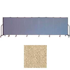 9 Panel Portable Room Divider, 5'H x 16'9"W, Vinyl Color: Sandalwood