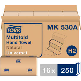 Universal Multifold Hand Towel, 1-Ply, 9 1/8"Wx9 1/2"L, Natural, 250/Pack, 16/Case