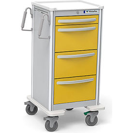 4-Drawer Aluminum Junior X-Tall Isolation Cart, Key Lock, Yellow
