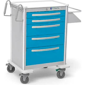 5-Drawer Aluminum X-Tall Treatment Cart, Key Lock, Light Blue