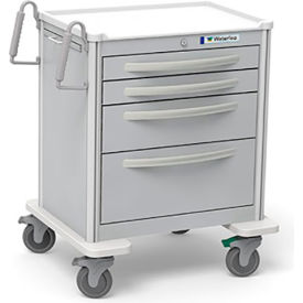 4-Drawer Aluminum Tall Treatment Cart, Key Lock, Light Gray
