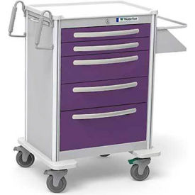 5-Drawer Aluminum Tall Treatment Cart, Key Lock, Violet