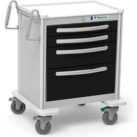 4-Drawer Aluminum Short Treatment Cart, Key Lock, Charcoal