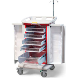 5-Drawer Instant Access Emergency Crash Cart, Red