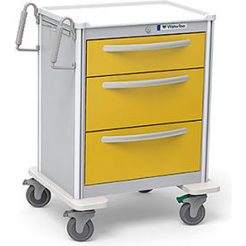 3-Drawer Aluminum Medium Isolation Cart, Key Lock, Yellow