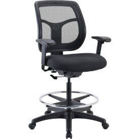 Mesh Back Task Drafting Stool - Fabric - Black