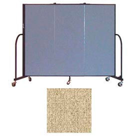 3 Panel Portable Room Divider, 5'H x 5'9"W, Vinyl Color: Sandalwood