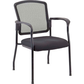 Stackable Mesh Guest Chair with Arms - Black Fabric