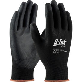 33-B125/L General Duty Nylon Glove, PU Coated, Black, L, 12 Pairs
