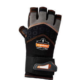 ProFlex 910 Half-Finger Impact Gloves, with Wrist Support, Black, Size Small
