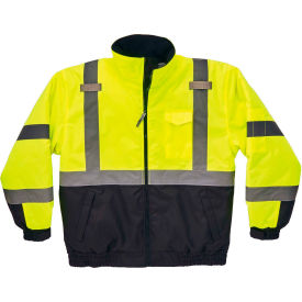 GloWear 8377 Type R Class 3 Quilted Bomber Jacket, Lime, 3XL