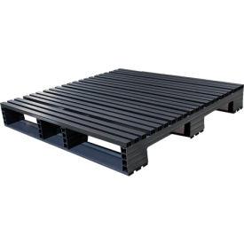 Open Deck Pallet, Plastic 4-Way Entry, 45" x 45", 3000 Lb Static Cap, Black