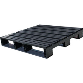 Open Deck Pallet, Plastic, 4-Way Entry, 42" x 42", 3000 Lb Static Cap, Black