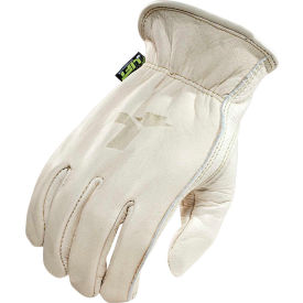 8 Seconds Lined Leather Glove, Fleece Lining, Size L, 1 Pair