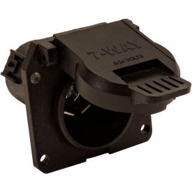 7-Way Black Plastic Flat Pin Truck Receptable with Twist Lock