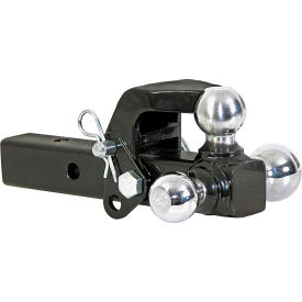 Tri-Ball Hitch Solid Shank w/ Pintle Hook and Chrome Balls