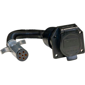 6-Way Round to 7-Way Flat RV Adapter with 8 Inch Prewired Cable.