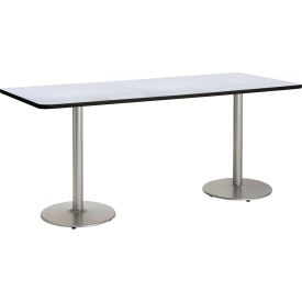 Counter Height Restaurant Table, 96"Lx36"W, Gray Table/Silver Base