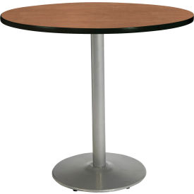 48" Round Counter Height Restaurant Table, Cherry Table/Silver Base