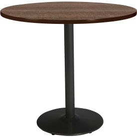 48" Round Counter Height Restaurant Table, Teak Table/Black Base