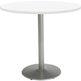 48" Round Counter Height Restaurant Table, White Table/Silver Base