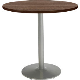 42" Round Counter Height Restaurant Table, Teak Table/Silver Base