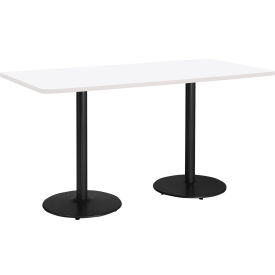 Counter Height Restaurant Table, 72"Lx30"W, White Table/Black Base