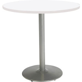 42" Round Counter Height Restaurant Table, White Table/Silver Base