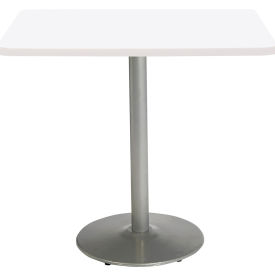 42" Square Counter Height Restaurant Table, White Table/Silver Base
