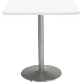 36" Square Counter Height Restaurant Table, White Table/Silver Base