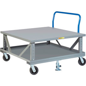 Ergonomic Adjustable Height Pallet Stand with Handle 48 x 48 Solid Deck