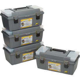 Toolbox with Tray and (2) compartment boxes 20-1/4"L x 10-7/8"W x 9-1/8"H Gray