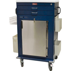 Premium Malignant Hyperthermia Cart with Refrigerator, 2 Drawers, Key Lock, Navy